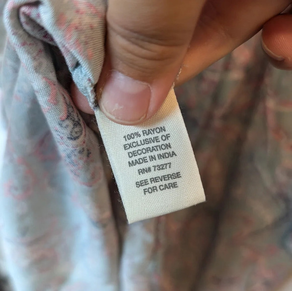 Juniors' Mudd® Long Sleeve Squareneck Blue Pink Paisley Print Dress Small - Picture 9 of 12